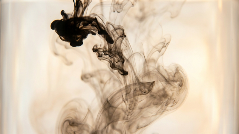 Black ink dispersing and fading in clear water
